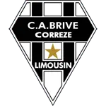 Logo du C.A. Brive Corrèze Limousin avec un fond noir et blanc et des bandes verticales