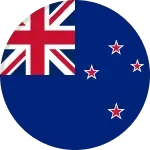 Drapeau de la Nouvelle-Zélande avec un fond bleu, une Union Jack dans le canton et quatre étoiles rouges à cinq branches