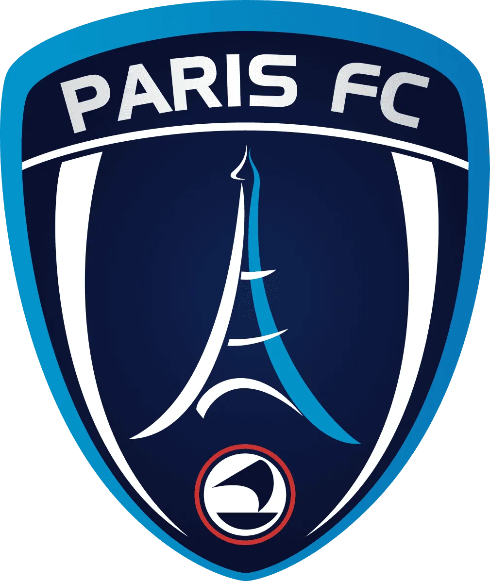 Logo de Paris FC avec une représentation stylisée de la Tour Eiffel et un ballon de football en bas